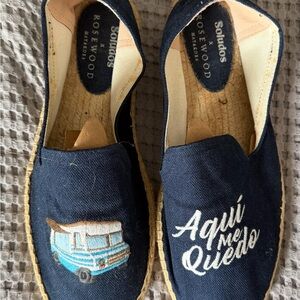 Soludos x Rosewood Navy and Tan Espadrilles